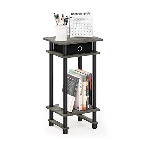 Image of Furinno Turn-N-Tube Tall End Table, French Oak Grey /Black /Black