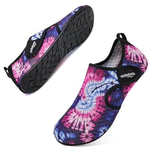 Image of WateLves Water Shoes for Women Men Swim Beach Aqua Socks Quick Dry Barefoot House Slippers Travel Shoes with Adjustable Magic Tape for Pool Diving Boating Yoga Surf