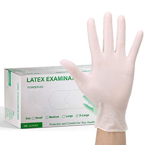 Preisvergleich Produktbild POWER BANKS Puderfreien Einweghandschuhe Arbeit Garage, körperliche Untersuchung, transparent 100 puderfreie Einweg-Latexhandschuhe / Box,M