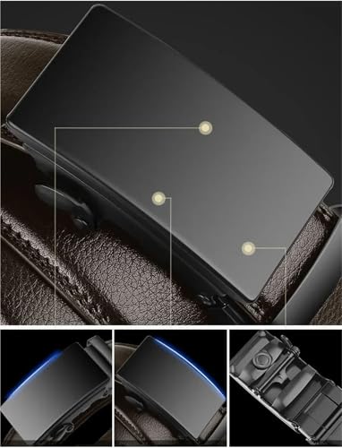 Belts for Men Automatic Buckle Belt for Men Business Belt Men PU Leather Waist Straps Male Jeans Belts for Men(105cm,Black)3