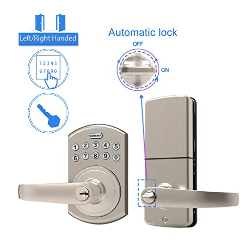 Signstek Keypad Entry Lever Door Lock With Led Backlit Keypad Password/Key Accessibles, Satin Nickel #TOP2