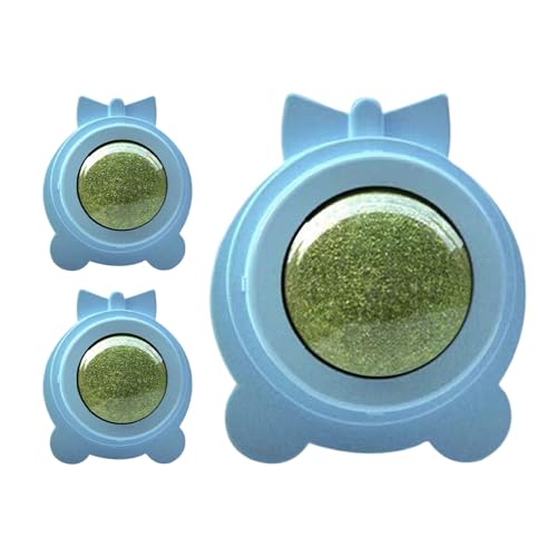 Bolas De Hierba Gatera | Juego De 3 Unidades Pelotas De Menta para Pared | Golosinas Silvervine Rascador Facial Morder Interactivo Dentición Juego - Interactivo Exterior para Enriquecimiento Mor