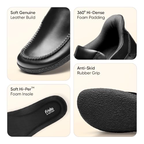 Image of Frido ErgoSlyd Formal Slip-on Shoes for Men, Genuine Leather Loafers with Wide Toe Box & Zero Drop Sole, Cushioned Insole for All-Day Comfort, Ideal for Business, Office, Weddings & Formal Occasions