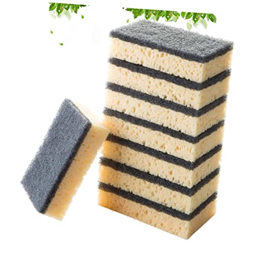 FRCOLOR Lot De 8 Éponges à Vaisselle Double Face Noires, Éponge De Nettoyage Anti-Rayures en Mousse Dense, Multi-usages Cuisine, Vaisselle, Meubles Et Voiture, Accessoires Évier Pratiques, Nettoyage