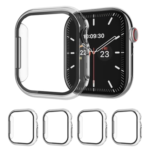 AOTUAO 4 Pezzi Cover Compatibile con Apple Watch Series 11 10 42mm con Vetro Temperato, iWatch Case Protettore Schermo e Protettiva Custodia per Apple Watch Series 11 10 42mm (4 Trasparente)