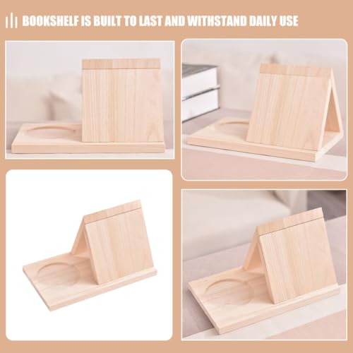Soporte triangular para libros hecho en madera beige con acabado moderno premium 5