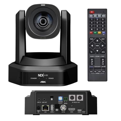 HCSTVCON 4K NDI PTZ Camera, 20X Optical Zoom AI Auto-Tracking NDI|HX2 Camera with USB3.0 3G-SDI HDMI LAN Outputs, Works with Zoom,OBS,TikTok,YouTube,etc