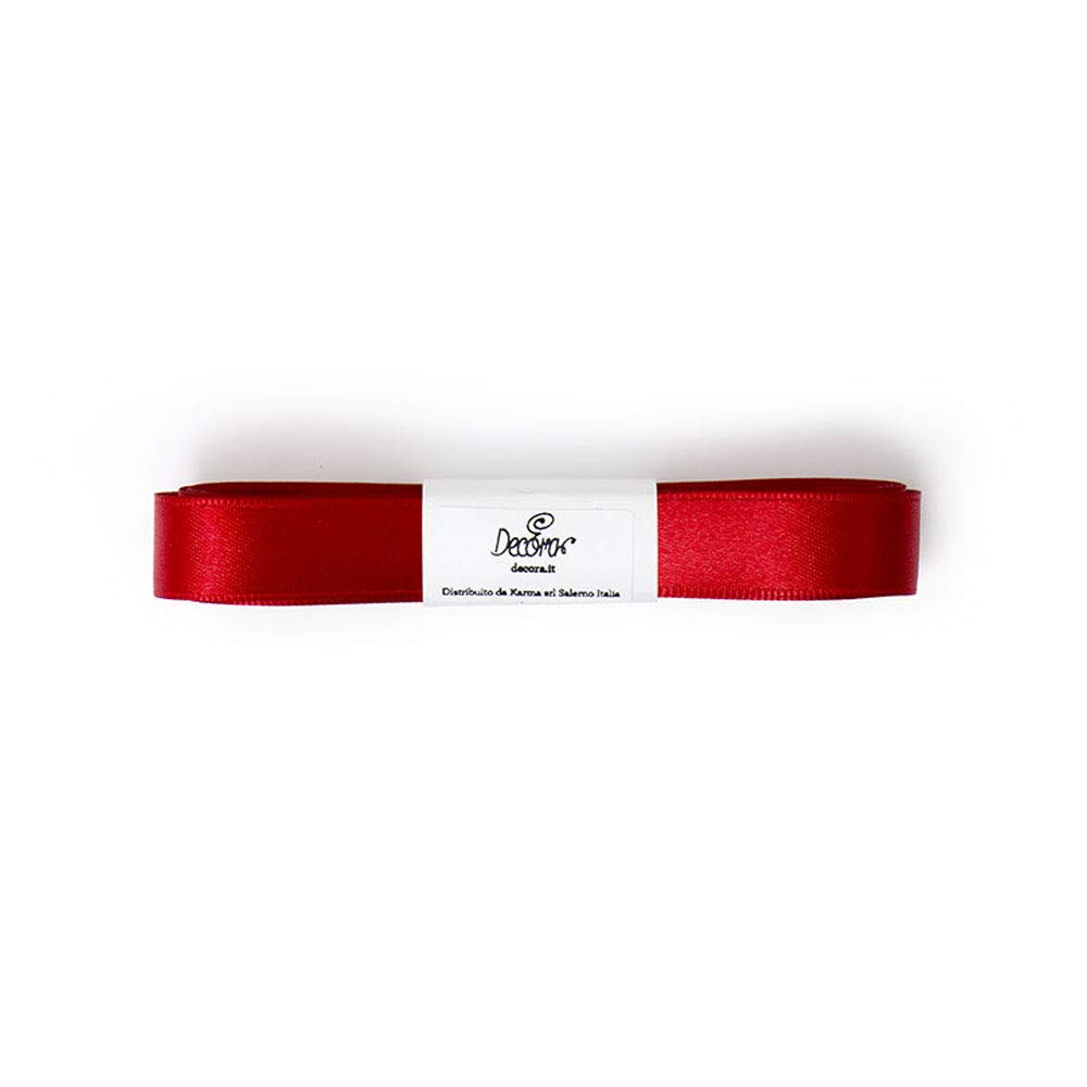 DECORA DOUBLE SATIN RIBBON 15MMX5MT RED, Tessuto, 15 mm x 5 m