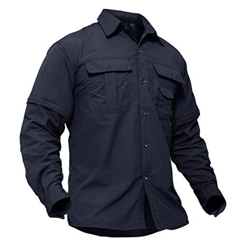 TACVASEN Camisa Casual de Trabajo para Hombre de Manga Larga con Botones Cover