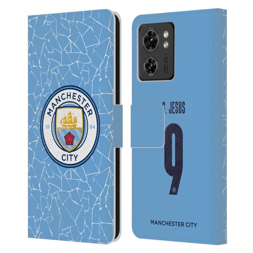 Head Case Designs Officially Licensed Manchester City Man City FC Gabriel Jesus 2020/21 Players Home Kit Group 1 Leather Book Wallet Case Cover Compatible with Motorola Moto Edge 40