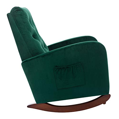 Merax Green Modern Tufted Accent Rocking Chair, Upholstered Nursery Glider Rocker With High Backrest For Baby And Kids, Set Of 1 #TOP3