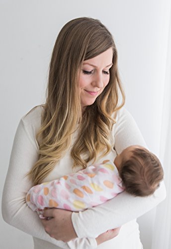 Image of Amazing Baby Silky Swaddle Muslin Blankets, Set of 2, Bamboo Viscose, Petals and Dots, Pink