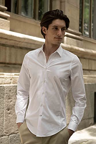 Soulution Overhemd voor heren, slim fit, lange mouwen, ondoorzichtig, met 130 g/m², lichaamsbewuste snit, business, vrije tijd, kostuumhemd, herenoverhemden, S-XXL - Image 3