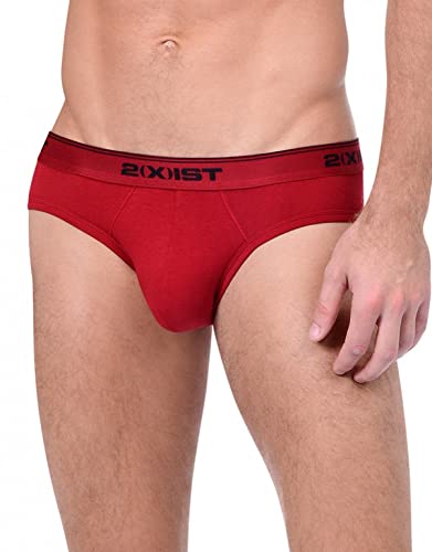 2(X)Ist Men's Cotton Stretch No Show Brief 3-Pack, Scotts Red/Black/Skydiver, Medium #TOP1