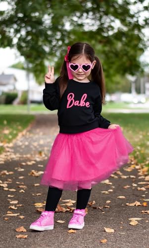 Image of Arshiner Toddler Girl Clothes Long Sleeve Pullover Sweatshirt and Tutu Skirt 2 Piece Outfits Kids Clothing Set Party Dress