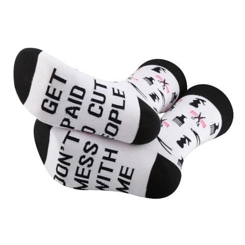 PXTIDY 1 Pair Hairstylist Gift Don’t Mess With Me Hair Salon Gift Hairdresser Socks Hairstylist Sock3