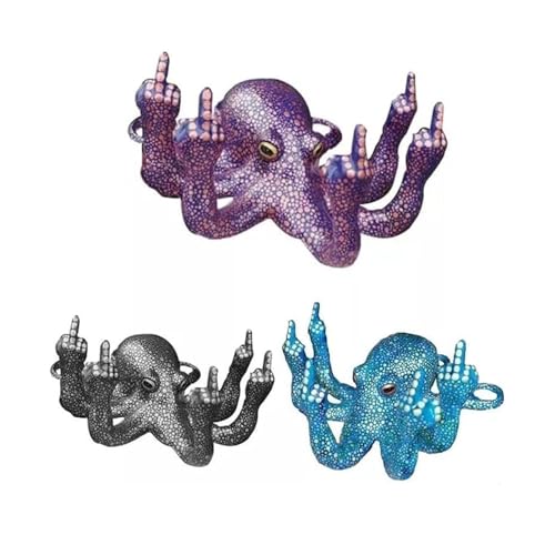 Estatua decorativa pulpo azul gesto dedo medio miniatura 6