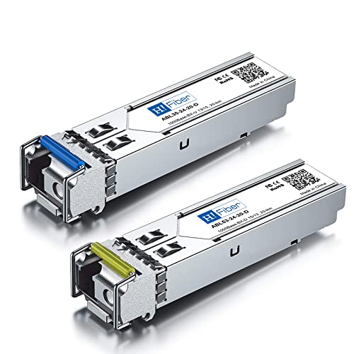 Image of H!Fiber 1.25G SFP Bidi Transceiver, 1000Base-BIDI 1550nm /1310nm SMF, a Pair of Single Mode SFP Module, up to 2~3 km, for Cisco, Ubiquiti UniFi, Mikrotik, D-Link, Supermicro, Netgear and More