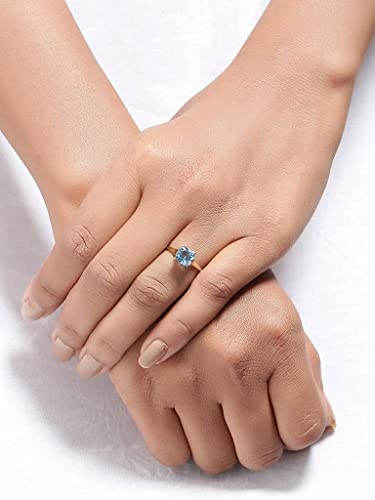 YoTreasure 10K Yellow Gold Sky Blue Topaz Ring for Women | Solitaire Engagement Ring | Gemstone Birthstone Jewelry2