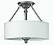Hinkley-Three Light Brushed Nickel Ivory Fabric Shade Drum Shade Semi-Flush Mount-4791BN