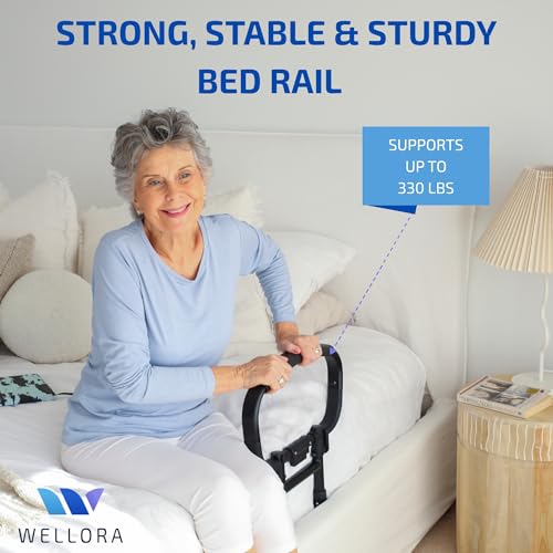 Sturdy Bed Rails for Elderly Adults Safety - Foldable & Adjustable Bed Rail - Supports up to 330lbs - Fit King, Queen, Full, Twin - Bed Guard Rail for Seniors WELLORA - Image 4