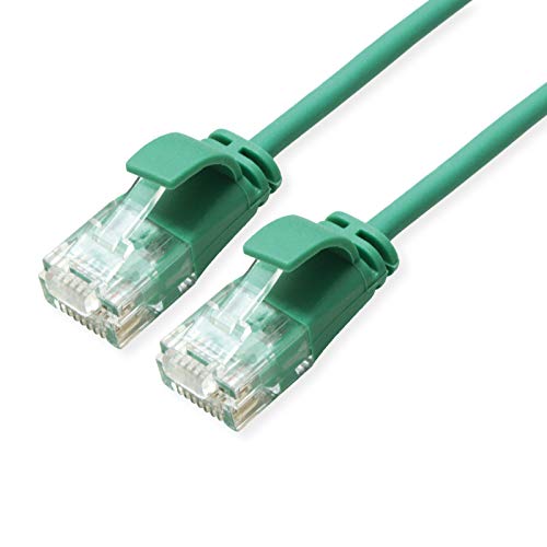 ROLINE UTP DataCenter Patch Cable Cat.6A (Class EA) Halogen-Free, Slim, Green, 0.3 m