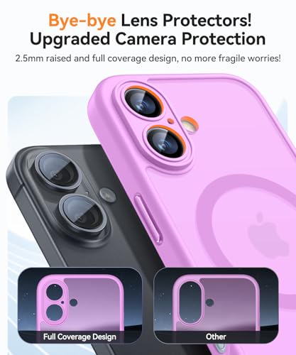 Image of CANSHN Magnetic for iPhone 16 Case, Upgraded [Full Camera Protection] [Compatible with Magsafe] [Translucent Matte] Shockproof Protective Phone Case for iPhone 16 - Pinkish Purple