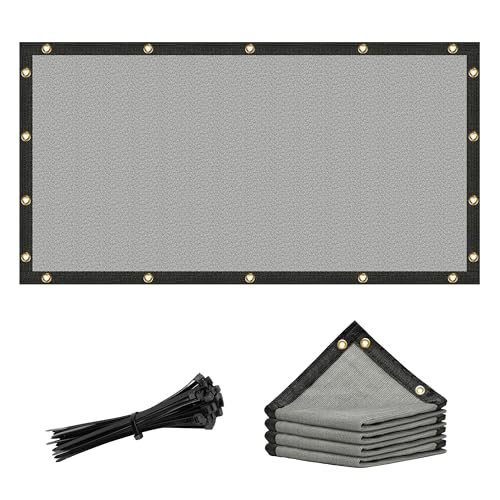 Amgo 3' x 5' Grey Custom Size Shade Cloth with Grommets - 90% Sunblock, Durable Mesh Fabric Tarp for Dog Kennel Cover, Fence Privacy Screen, Greenhouse, Chicken Coop & Pet Playpen