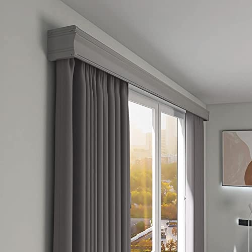 Barra de cortina doble 3 en 1 con cenefa para sala de estar y dormitorio, longitud personalizada y opciones de techo, solución elegante y funcional para el tratamiento de ventanas