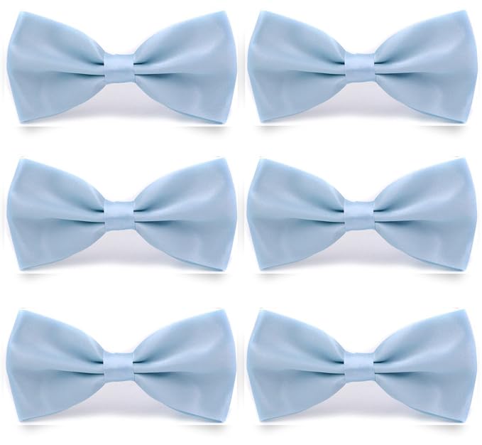 Image of Bow Tie for Men & Boys, Pre-Tied Bowtie Adjustable 9-18in, for Formal Tuxedo, Prom Party, Wedding (ZZ - baby blue Set6)