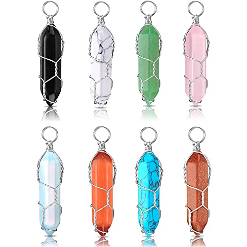 8 Pieces Hexagon Crystal Pendants Gemstone Chakra Healing Necklace Stone Charms Crystal Jewelry for Women Girls (Chic Colors) 8 Pieces Hexagon Crystal Pendants Gemstone Chakra Healing Necklace Stone Charms Crystal Jewelry for Women Girls (Chic Colors)