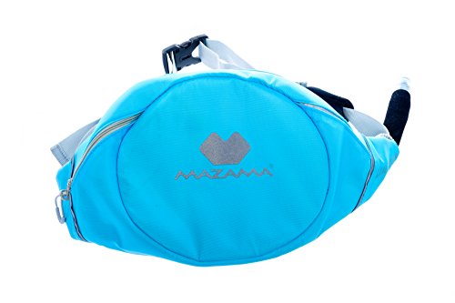 Mazama Designs Sidestream Go, 1.3 Liter Stand Up Paddle Board and Running Hydration Pack with Retracting Drink Tube, Hydration Belt, Aqua Blue