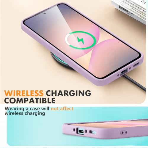 Image of DIZORO Microfiber Candy Case Compatible for Samsung A37 5G Smooth Touch Cushion Liquid Soft Silicone Gel Rubber Phone Cases Non-Slip Full Body Protective Shockproof Back Cover (Lilac)