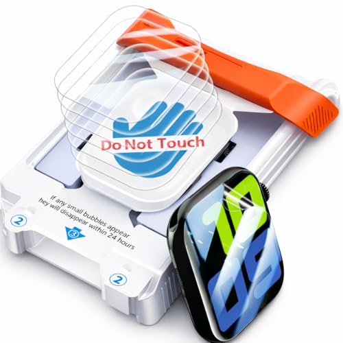 JavoYion 6 Pack Screen Protector for Apple Watch Series 11 / 10 42mm [Auto Alignment Box] Bubble Free Easy Install Edge to Edge Coverage Touch Sensitive Anti Scratch Flexible Soft Film for Beginners