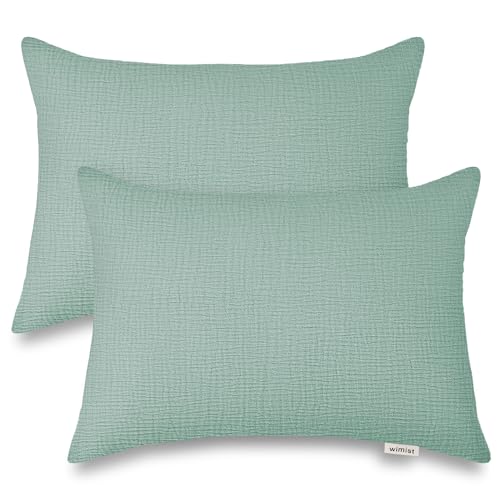 Image of Toddler Pillowcases for 13 inchx18 inch Pillow 2 Pack, Muslin Small Toddler Baby Kids Travel Pillow Covers for Boys Girls with Envelope Closure (Sage, 13 x 18 Inch)