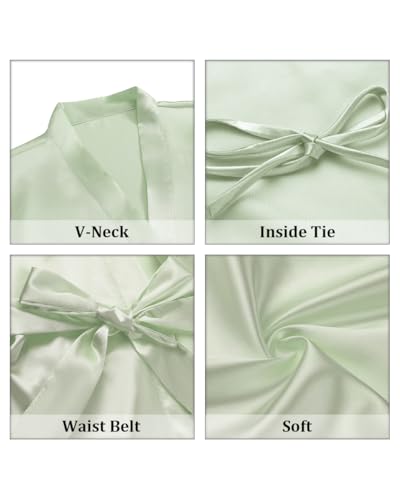 goodmansam Women's Silky Robes One Size Silver Rhinestones Bride Bridesmaid Sleepwear for Wedding Party Getting Ready4