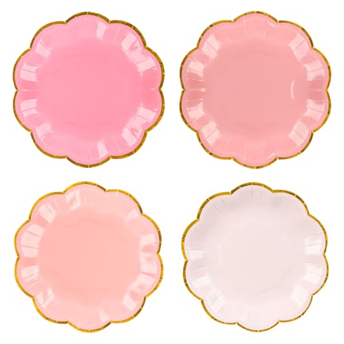 Catálogo para Comprar On-line Platos para pastel - los más vendidos. 50 AimFun - 48 platos de papel de postre rosa degradado, 7 pulgadas, borde festoneado de lámina dorada, platos desechables para tartas para el día de la madre, cumpleaños, novia,...