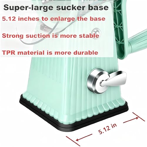 Image of Rotary Cheese Grater with 5 Well-designed Blades & Strong Suction Base, Kitchen Mandoline Vegetable Slicer with Blade Storage Box (Aqua)
