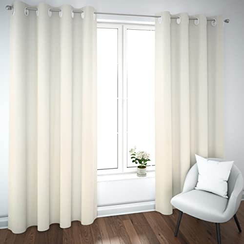 Dalina Textil - Cortinas Salón Dormitorio diseño de Lino - Cortinas Semitranslúcidas con Ojales un Panel de 140 x 260 cm Color Beige Claro