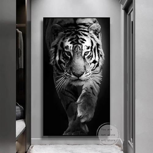 Tableau tigre marchant impression sur toile haute définition - 2