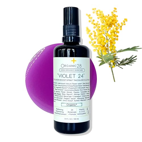 Organic28. 100% Organic Toner for Face, 24 Botanicals Formula. Helichrysum Face Mist. Natural Hydrating Toner. Vegan. Aloe Vera Face Spray. Aromatherapy. Hydrating Face Mist, 3.4 Fl. Oz.
