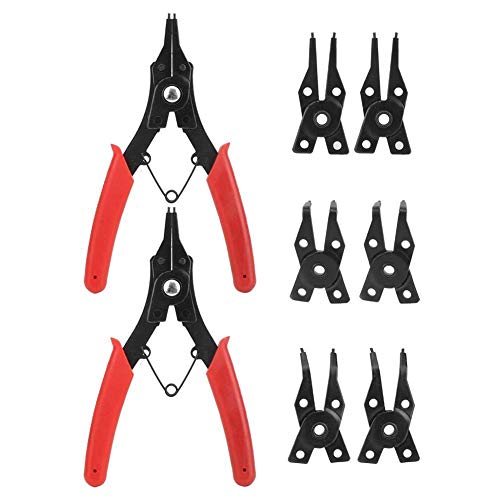 Niady Seegeringzange Set,2ST Multifunktionale 4 in 1 Premium Stahl Seegeringzange Snap Ring Zangen Kombi Set mit Heads-Werkzeug Cover