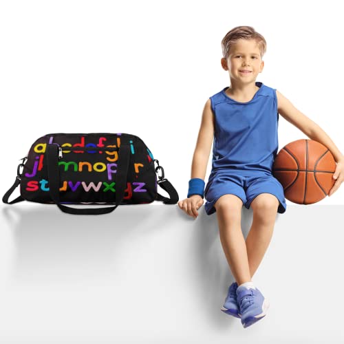Bolsa esportiva infantil de 26 letras para meninos e meninas, perfeita para festas do pijama e bolsa