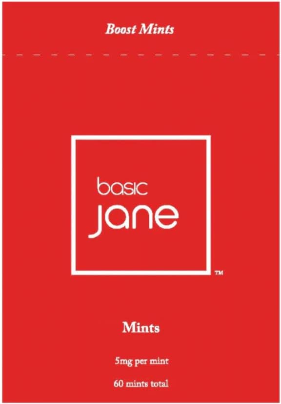 Basic Jane Boost Hemp Mints – All Natural Peppermint Hemp Mints for Discomfort & Stress Relief, Sleep and Mood Support (60 Mints)