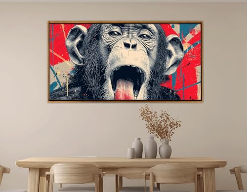Tableau abstrait de singe TONGYINLI impression sur toile avec cadre intérieur 50x100 cm