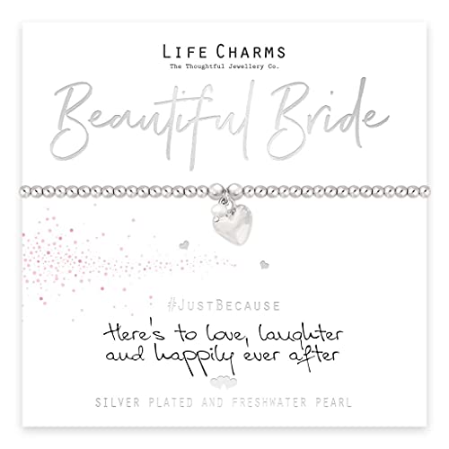 Hermosa pulsera de novia Life Charms de plata con abalorios y caja de regalo