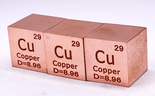 Image of 1 inch 25.4mm Copper Metal Cube Cu up to 99.9% Pure Periodic Table Element Engraved Density Collection Science Education Display Block Cube + Acrylic Case Box - 1PC