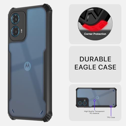 Image of Outlouders Back Cover for Motorola Moto G34 / G45 5G| Ultra Hybrid Transparent | Full Camera Protection | Raised Edge | Crystal Clear Bumper Case(Black)