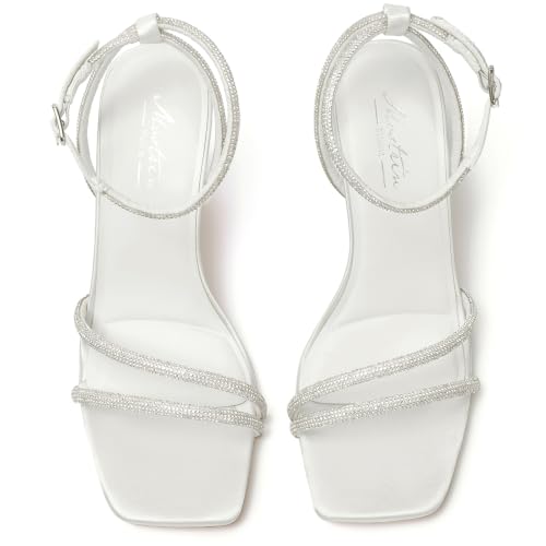 Image of Mostrin Womens Sandals Strappy Heels for Women Ankle Strap Lace Up Heels Square Open Toe Heels Tie Up Stiletto High Heeled Sandals for Prom, Party, Daily Wear