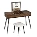 EUGAD Juego Mesa de Tocador con Taburete con Bisagras Tocador Moderno Escritorio para Computadora con Espejo Plegable Mesa de Maquillaje con 2 Cajones Madera 100x40x75cm Roble 0013SZT